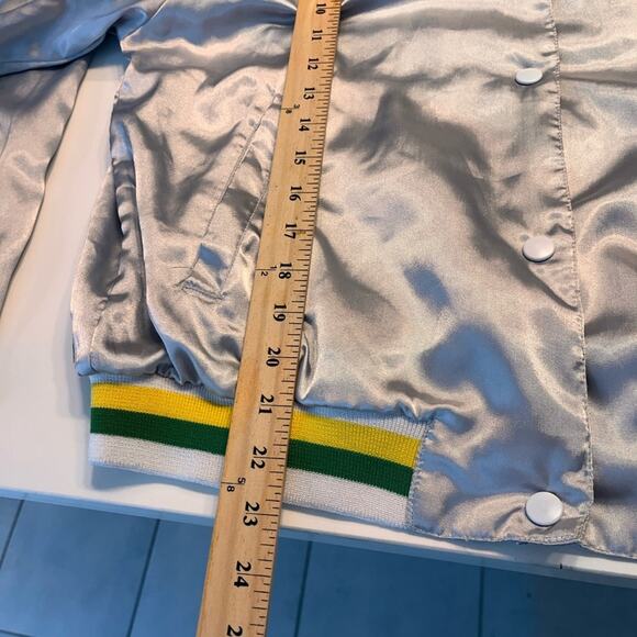 VTG Y2K Puma Women’s Silver Nylon Baseball Bomber Jacket Large - Picture 16 of 16